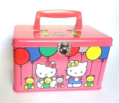 sanrio hello kitty metal lunch box 1976 2010|hello kitty 2010 Tin Lunch Box Sanrio Company With Bead .